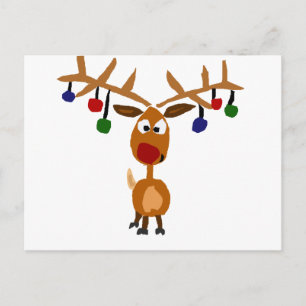 Cartes Pour Fêtes Annuelles Funky Red Nosed reiner Art de Noël
