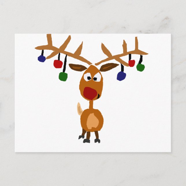 Cartes Pour Fêtes Annuelles Funky Red Nosed reiner Art de Noël (Devant)