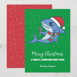 Cartes Pour Fêtes Annuelles Funky Shark Winter Holiday Joyeux Noël