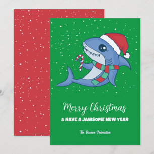 Cartes Pour Fêtes Annuelles Funky Shark Winter Holiday Joyeux Noël