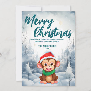 Cartes Pour Fêtes Annuelles Funky Singe Joyeux Xmas neige Fête de vacances