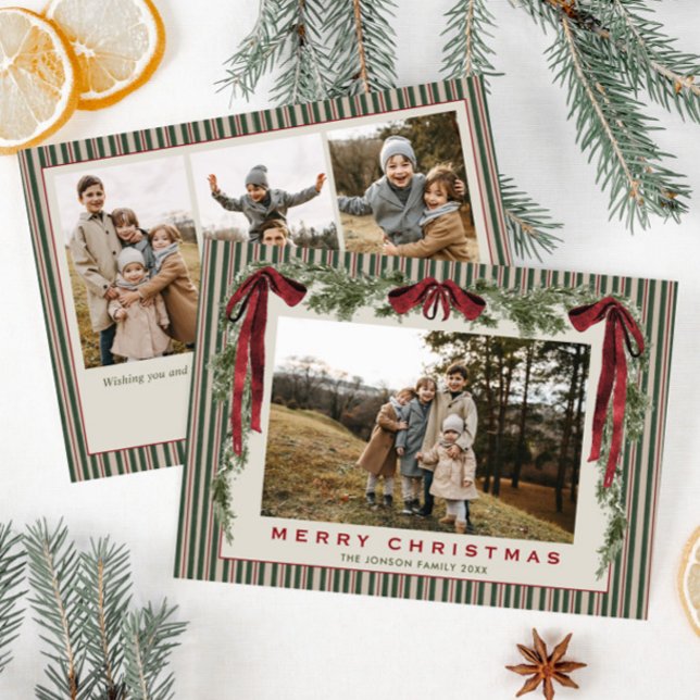 Cartes Pour Fêtes Annuelles Funky Velvet Christmas Boho Red Bow 4 Photo (Créateur téléchargé)