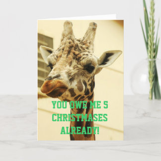 Cartes Pour Fêtes Annuelles Funny Angry Giraffe Noël souvenir de l'argent dett
