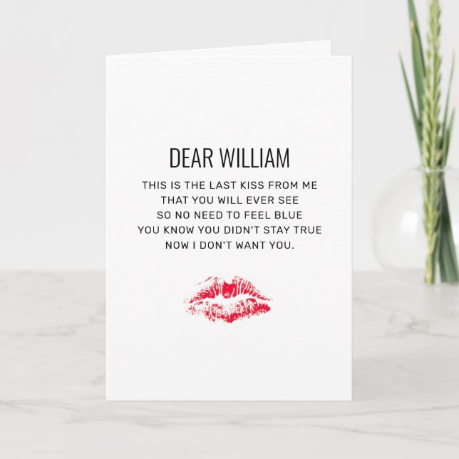 Cartes Pour Fêtes Annuelles Funny Anti Valentines Day Poem Red Kiss Card (Devant)