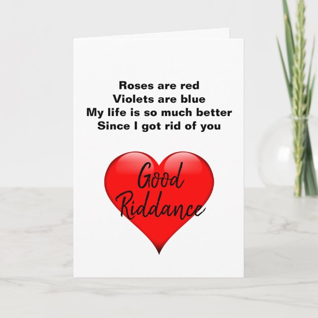 Cartes Pour Fêtes Annuelles Funny Anti-Valentines Day Sarcasm Poem (Devant)