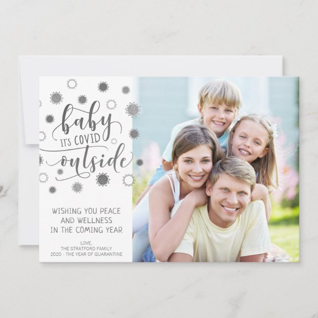 Cartes Pour Fêtes Annuelles Funny BABY ITS COVID OUTSIDE Silver Gray (Devant)