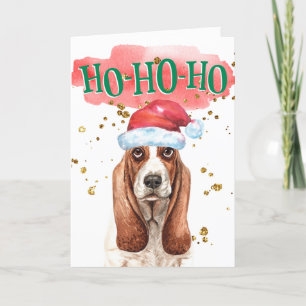 Cartes Pour Fêtes Annuelles Funny basset hound Santa a yappy howlidays