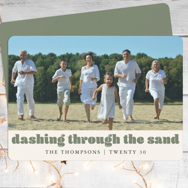 Cartes Pour Fêtes Annuelles Funny Beach Noël personnalisé Photo de famille ver (Créateur téléchargé)