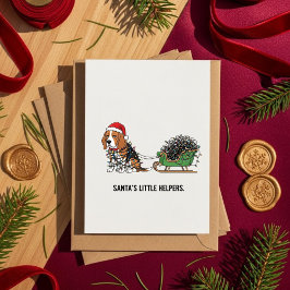 Cartes Pour Fêtes Annuelles Funny Beagle Dog Sleigh Christmas