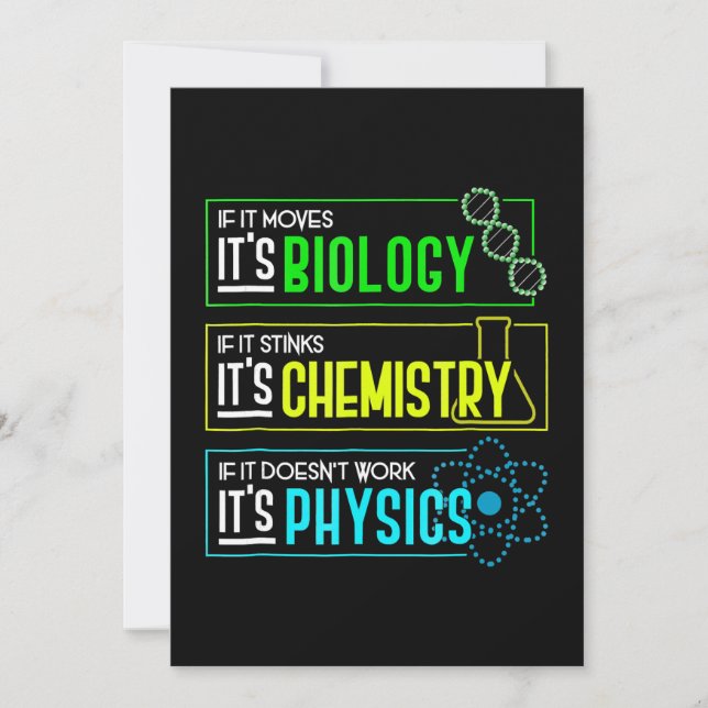Cartes Pour Fêtes Annuelles Funny Biologie Chimie Physique Science Nerd (Devant)