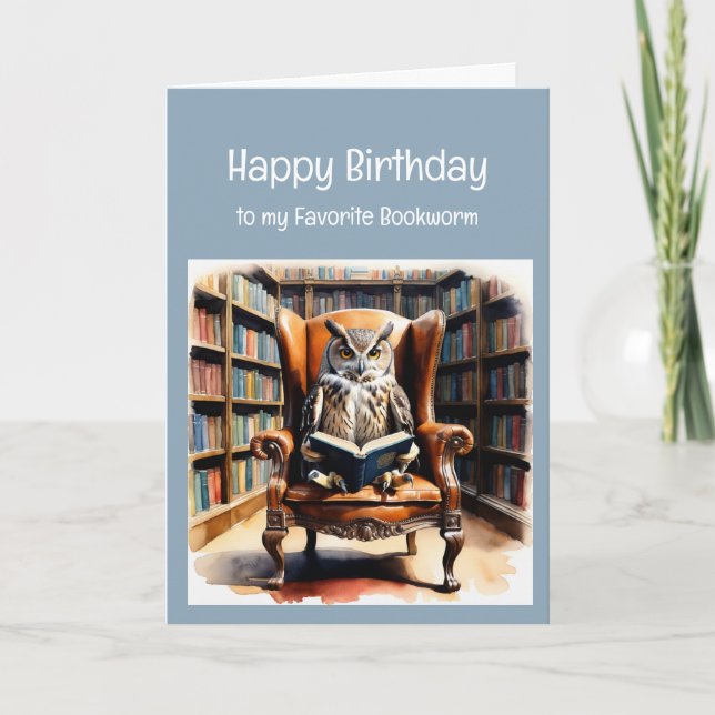 Cartes Pour Fêtes Annuelles Funny Birthday Bookworm Wise Owl Humour (Devant)
