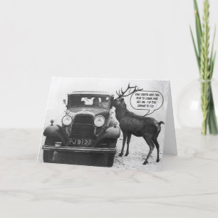 Cartes Pour Fêtes Annuelles Funny Blitzen Falls Off the Wagon Christmas
