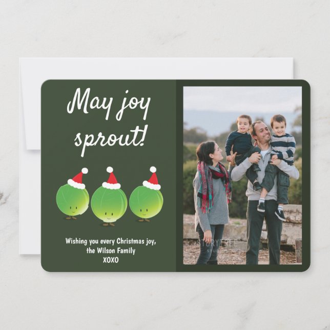Cartes Pour Fêtes Annuelles Funny Brussels Sproues Photo Noël (Devant)