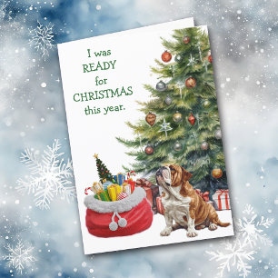 Cartes Pour Fêtes Annuelles Funny Bulldog prêt pour Noël