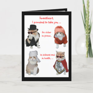 Cartes Pour Fêtes Annuelles Funny Cats Valentine/Anniversaire