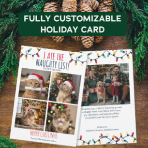 Cartes Pour Fêtes Annuelles Funny Chat Chien Naughty List Custom Christmas Pho