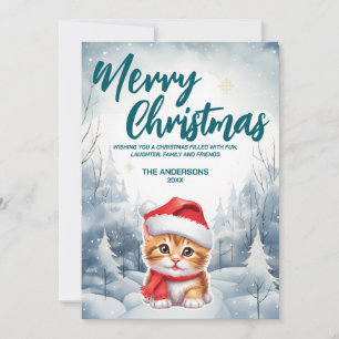 Cartes Pour Fêtes Annuelles Funny Chat kitty Merry Xmas arbre neige Fête