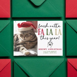 Cartes Pour Fêtes Annuelles Funny Chat Photo de Noël Photo personnalisée Humou