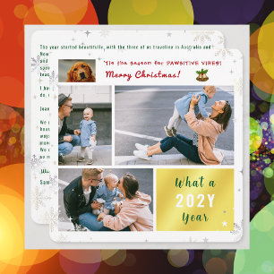 Cartes Pour Fêtes Annuelles Funny Chien Chat Pawsitive 4 Photos Lettre Moderne