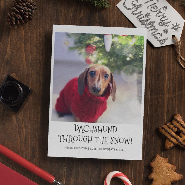 Cartes Pour Fêtes Annuelles Funny Chien Dachshund Photo Noël (Créateur téléchargé)