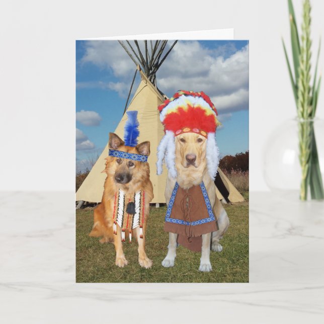 Cartes Pour Fêtes Annuelles Funny Chiens amérindiens Valentine (Devant)