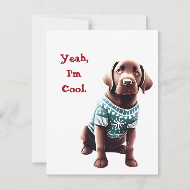 Cartes Pour Fêtes Annuelles Funny Chocolate Lab dans le Sweat de Noël (Devant)