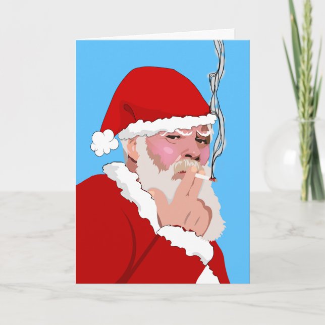 Cartes Pour Fêtes Annuelles Funny Christmas, Holy Smoke, Santa with Cigarette (Devant)