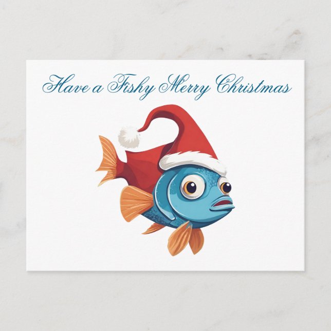 Cartes Pour Fêtes Annuelles Funny Christmas Père Noël Fish (Devant)