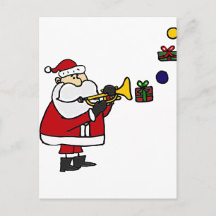 Cartes Pour Fêtes Annuelles Funny Christmas Père Noël Jouer à la trompette