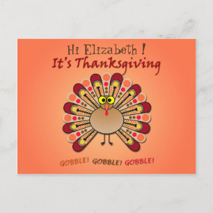 Cartes Pour Fêtes Annuelles Funny & cute goggly eyed Thanksgiving turkey
