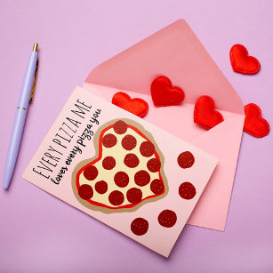 Cartes Pour Fêtes Annuelles Funny Cute Pizza Coeur de la Saint Valentin Saluta