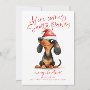 Cartes Pour Fêtes Annuelles Funny Dachshund Père Noël Paws 2026 Calendrier Noë