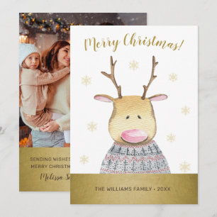 Cartes Pour Fêtes Annuelles Funny Deer Joyeux Noël Photo de famille