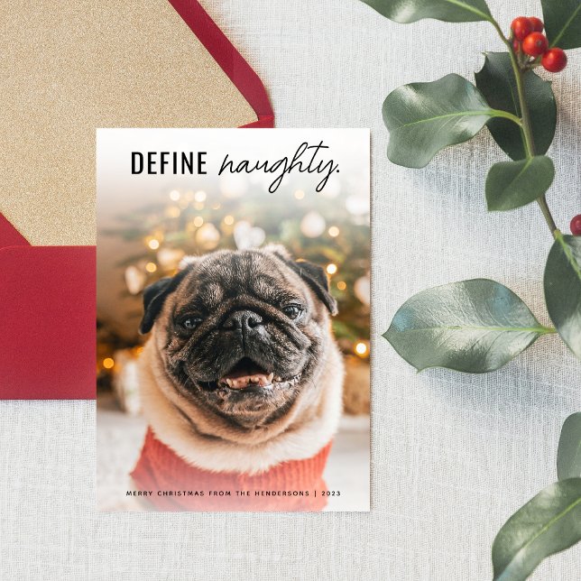 Cartes Pour Fêtes Annuelles Funny Définir Naughty Dog Pet photo Noël (Créateur téléchargé)