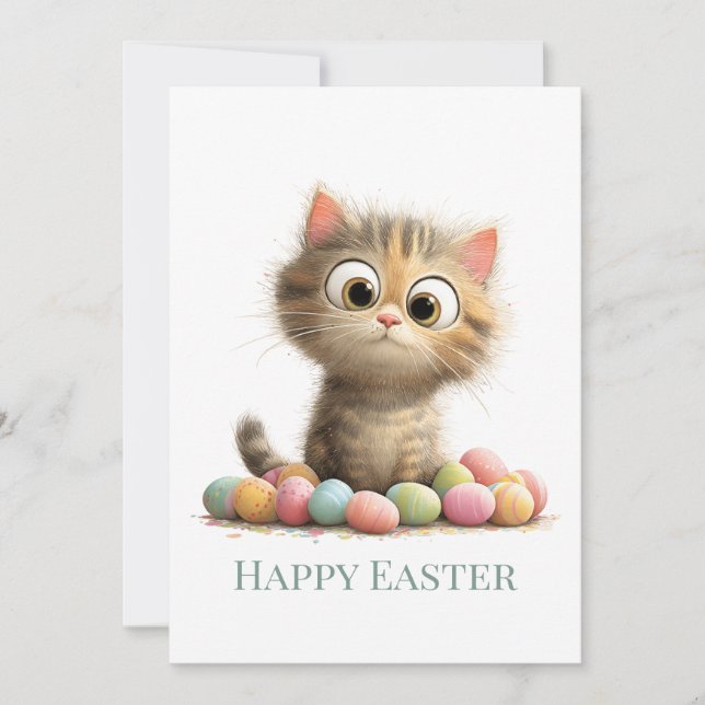 Cartes Pour Fêtes Annuelles Funny Easter Cat Flat Greeting Card (Devant)