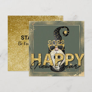 Cartes Pour Fêtes Annuelles Funny Elf Gold Parties scintillant Custom Script p