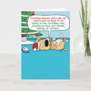 Cartes Pour Fêtes Annuelles Funny Fatigué Chien Noël