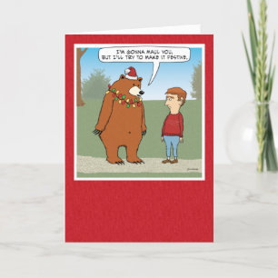 Cartes Pour Fêtes Annuelles Funny Festive Mauling Bear Noël