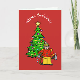 Cartes Pour Fêtes Annuelles Funny Fireman Christmas Grey Card