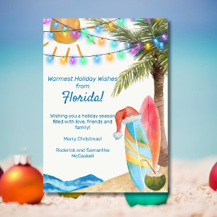 Cartes Pour Fêtes Annuelles Funny Florida Sandy Beach Surfs planches Noël