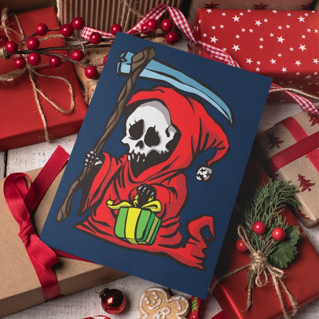 Cartes Pour Fêtes Annuelles Funny Goth Effrayant Grim Reaper Noël (Créateur téléchargé)