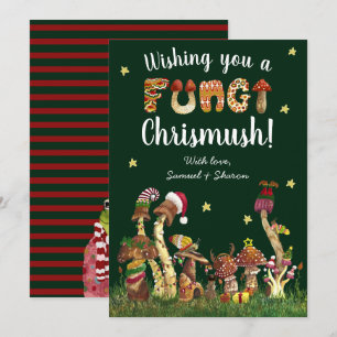 Cartes Pour Fêtes Annuelles Funny Green Festive Champignons Pun de Noël