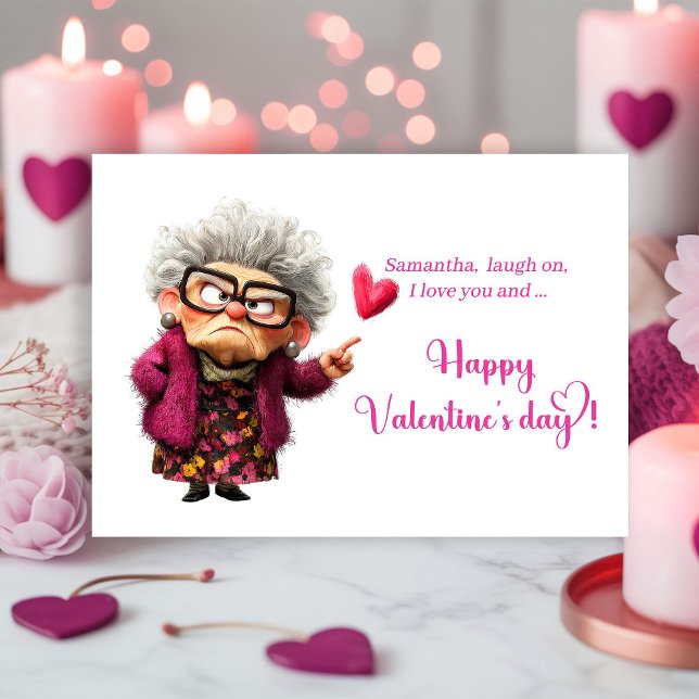 Cartes Pour Fêtes Annuelles Funny Grumpy Old Lady Attitude Valentine’s Day   (Funny Grumpy Old Lady Attitude Valentine’s Day Card)