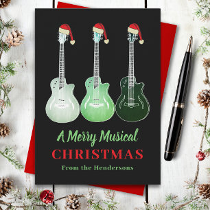 Cartes Pour Fêtes Annuelles Funny Guitare Noël Joyeux Musique Personnalisée