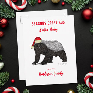 Cartes Pour Fêtes Annuelles Funny Honey Badger Père Noël Ironie