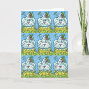 CARTES POUR FÊTES ANNUELLES FUNNY IRISH HEN, OEUFS VERTS ET SHAMROCK CUIT