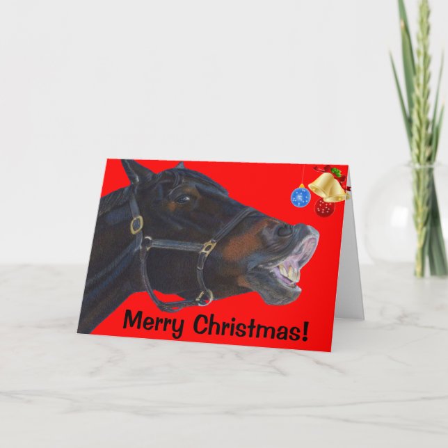 Cartes Pour Fêtes Annuelles Funny Joyeux Noël Horse Card (Devant)