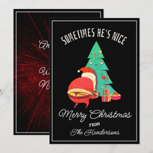 Cartes Pour Fêtes Annuelles Funny Joyeux Noël Salutation Naughty Père Noël Thè