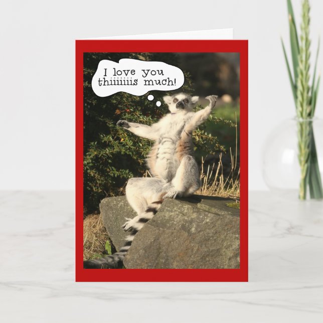 Cartes Pour Fêtes Annuelles Funny Lemur Vous Aimez Cette Fête Des Valentines (Devant)
