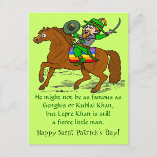 Cartes Pour Fêtes Annuelles Funny Lepre Khan St Patrick's Day
